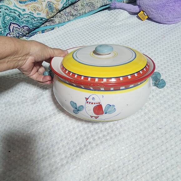 ITALIAN EUC BIRDIE CASSAROLE DISH WITH LID CERAMIC - Picture 9 of 9